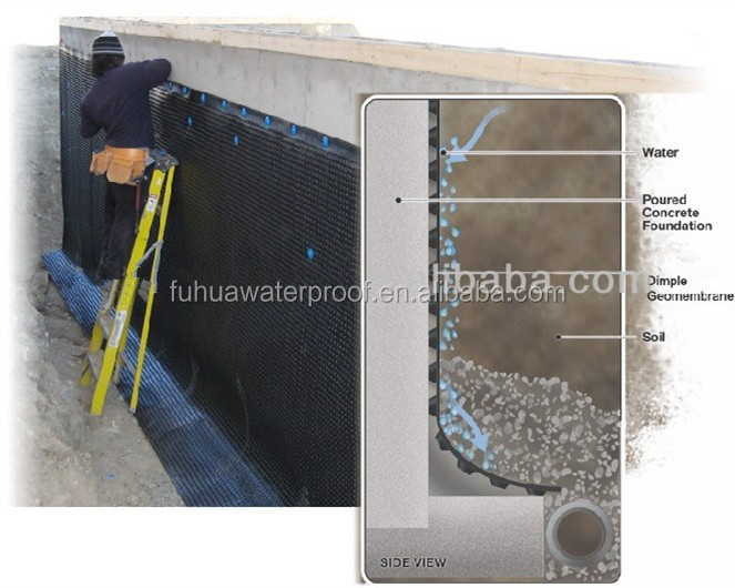 Система дренажа HDPE Пластиковый ямочный лист 10cm 20cm Крыша ямочная коврик 30m Длина 20cm Ширина 10cm Высота 3